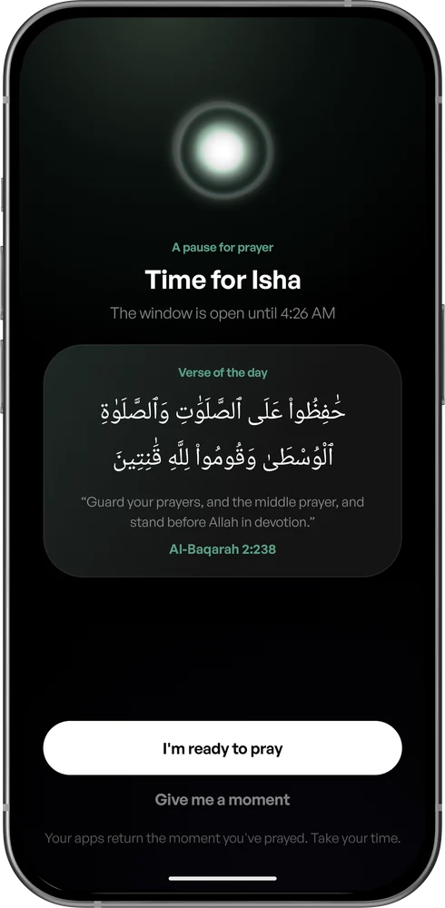 The prayer pause screen