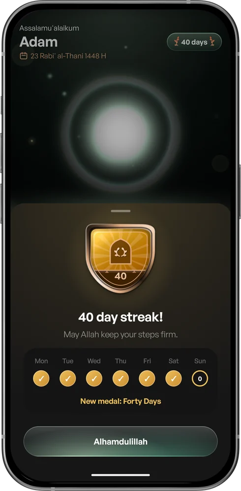A 40-day streak badge