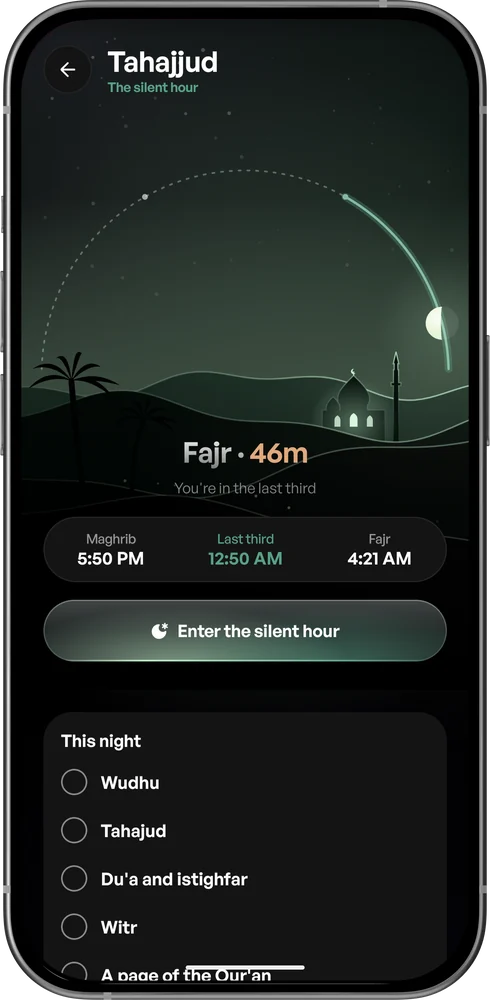 The tahajud screen with the silent hour